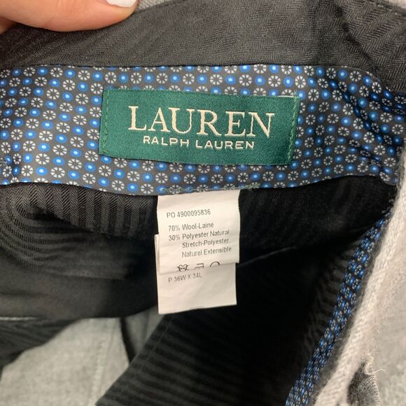 LRL Lauren Ralph Lauren Dress Pants Mens 36x33 Gray Wool Blend Career Business - Picture 7 of 10